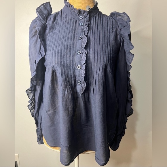 Zadig & Voltaire Timmy Tomboy Deluxe Shirt Tunic Top Ruffle Lace Size Small - Picture 1 of 9